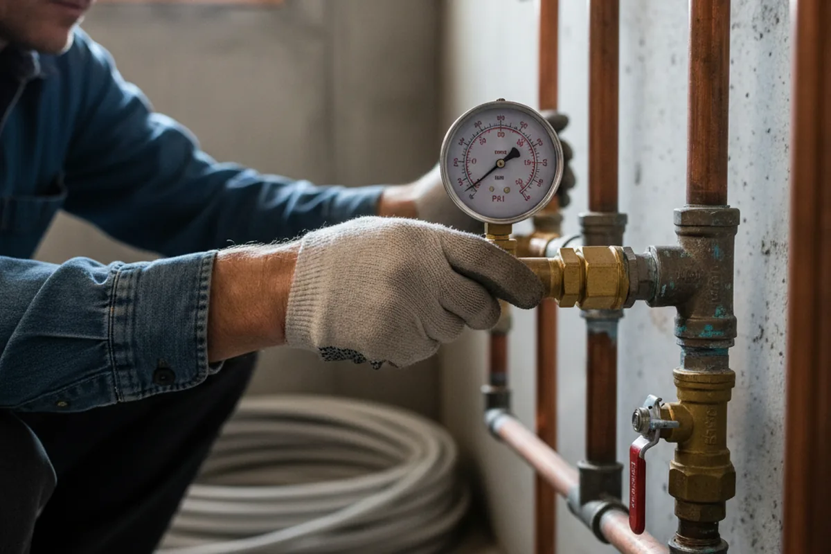 Pressure testing a repaired line during Water Line Repair in Putnam